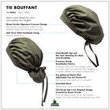 Sample tie cap displaying features that make Tie Bouffants from Green Scrubs exceptional.