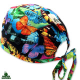 Green Scrubs - Skull Scrub Cap - Butterflies