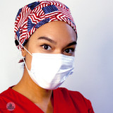 Green Scrubs - The Original Super Tie Hat with Buttons - Stars and Stripes