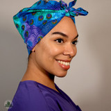 Green Scrubs - Modern Fit Super Tie Hat - Peacock Feather