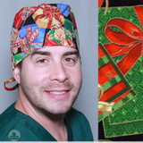 Green Scrubs - Tieback Hat with Buttons - Christmas Presents