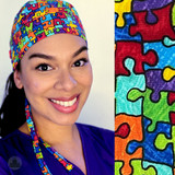 Green Scrubs - Skull Scrub Cap - Puzzle Pieces