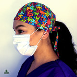 Green Scrubs - Skull Scrub Cap - Puzzle Pieces