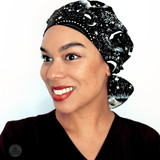 Green Scrubs - Tie Bonnet Scrub Hat with Terry - Stellar Moons