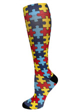 Prestige Medical 387 - 12" Soft Comfort Compression Socks - Autism Awareness