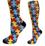Prestige Medical 387 - 12" Soft Comfort Compression Socks - Autism Awareness