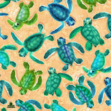 Green Scrubs - Fabric Swatch - Turtle Hatchlings