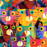 Fabric Swatch - Colorful Cats