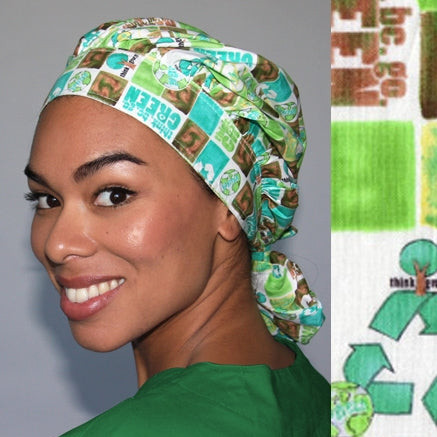 Finger Prints Tie Scrub Hats by Green Scrubs