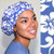 Green Scrubs - Bouffant Hat - Hibiscus Periwinkle Green Scrubs - Bouffant Hat - Hibiscus Periwinkle