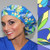 Green Scrubs - Bouffant Hat - Groovy Garden Blue Green Scrubs - Bouffant Hat - Groovy Garden Blue