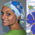 Green Scrubs - The Original Super Tie Hat - Floral Blue Green Scrubs - The Original Super Tie Hat - Floral Blue