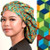 Green Scrubs - Tie Bonnet Hat - Vivid Cubic Green Scrubs - Tie Bonnet Hat - Vivid Cubic