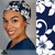 Green Scrubs - Modern Fit Super Tie Hat - Hibiscus Navy Large Green Scrubs - Modern Fit Super Tie Hat - Hibiscus Navy Large