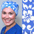 Green Scrubs - Modern Fit Super Tie Hat - Hibiscus Periwinkle Green Scrubs - Modern Fit Super Tie Hat - Hibiscus Periwinkle
