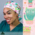 Green Scrubs - Tie Bonnet Scrub Hat with Terry - Cacti Cats Green Scrubs - Tie Bonnet Scrub Hat with Terry - Cacti Cats