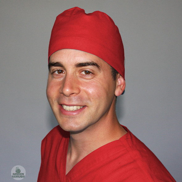 Green Scrubs - Tieback Hat - 100% Cotton Red