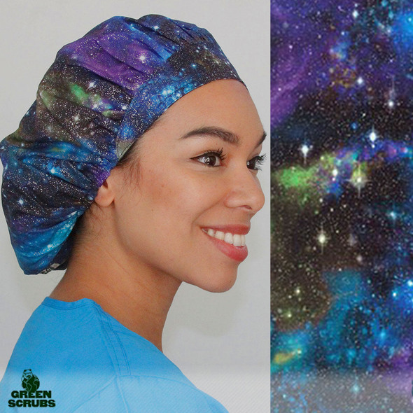 Green Scrubs - Bouffant Surgical Hat - Space Dust