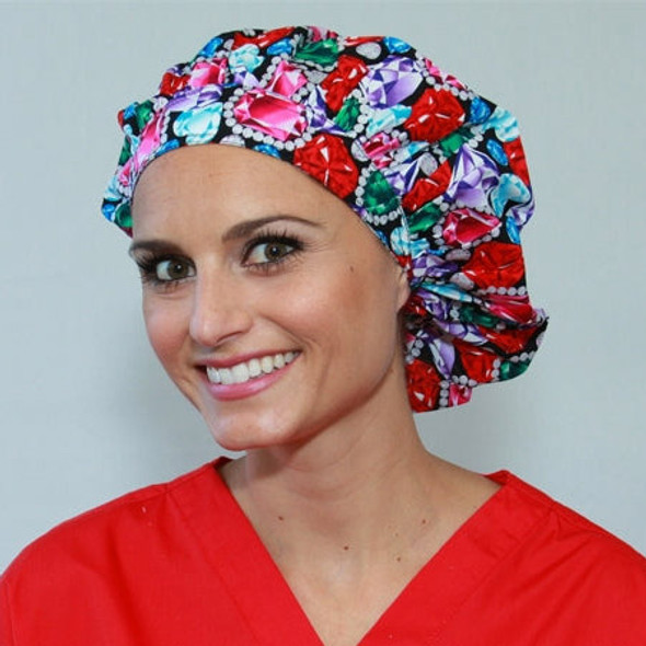 Green Scrubs - Bouffant Hat - Jewels