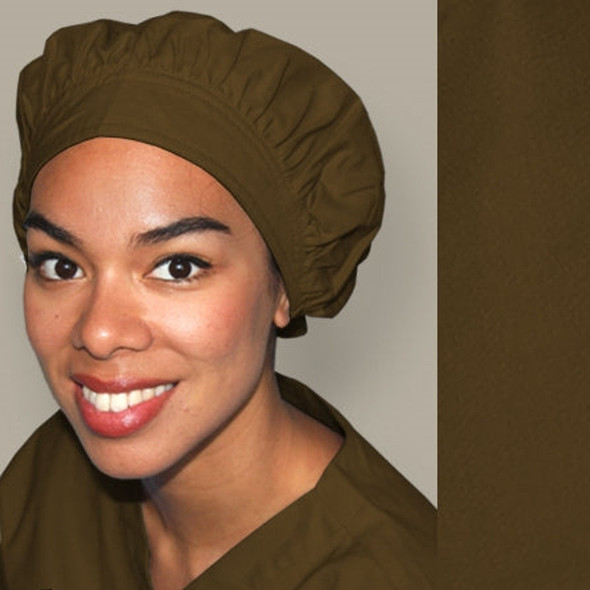 Green Scrubs - Bouffant Hat - 100% Cotton Chocolate