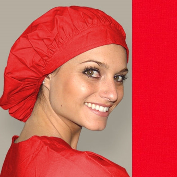 Green Scrubs - Bouffant Hat - 100% Cotton Red