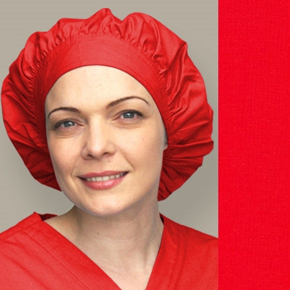 Green Scrubs - Bouffant Hat - Red