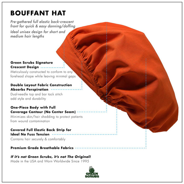 Green Scrubs - Bouffant Hat - Pumpkin