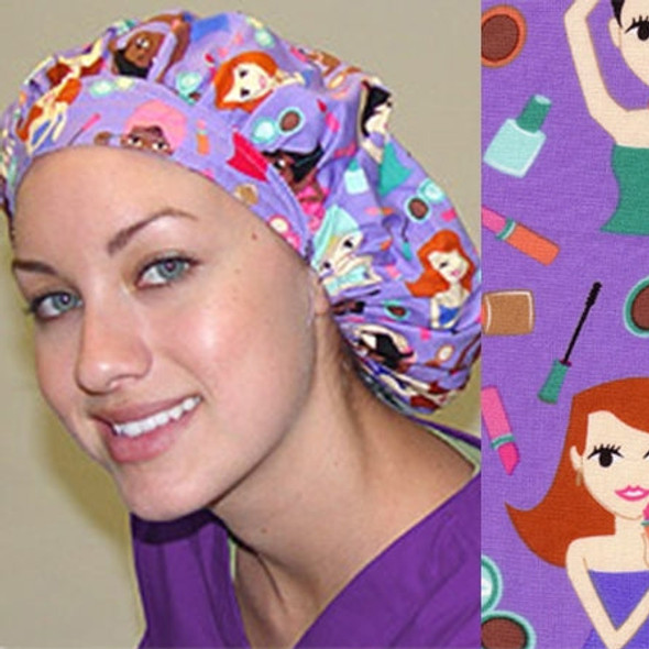 Green Scrubs - Bouffant Hat - Makeup Divas Lavender