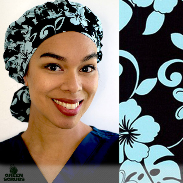 Green Scrubs - Tie Bonnet Scrub Hat - Hibiscus Mint