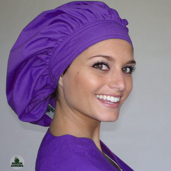 100% Kona Cotton Hot Pink Tie Bonnet Scrub Hats by Green Scrubs
