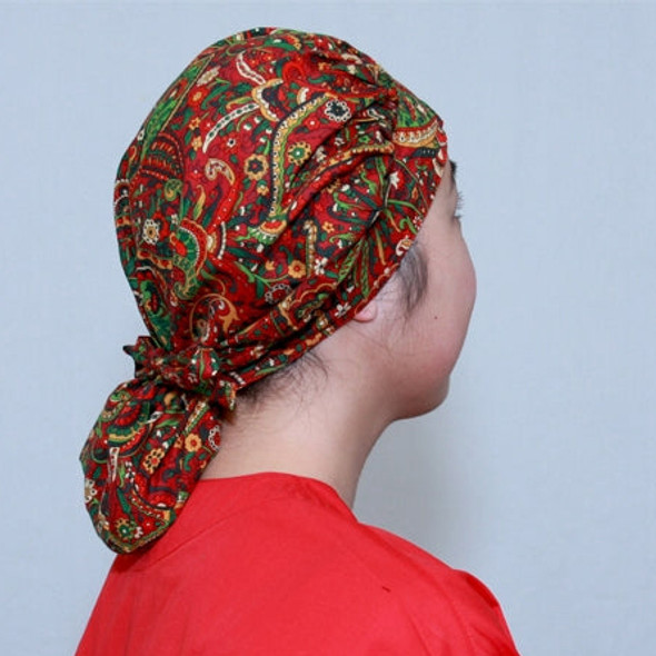 Green Scrubs - Tie Bonnet Hat - Pastoral Paisley