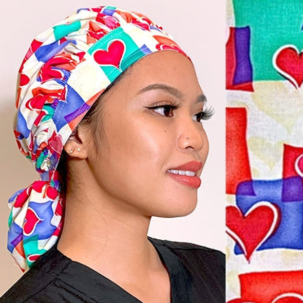 Green Scrubs - Tie Bonnet Hat - Heart 2 Heart