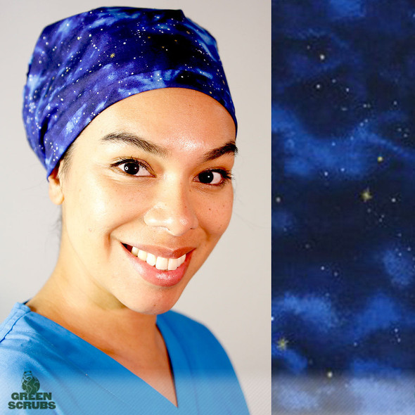 Green Scrubs - Modern Fit Super Tie Hat - Space Clouds