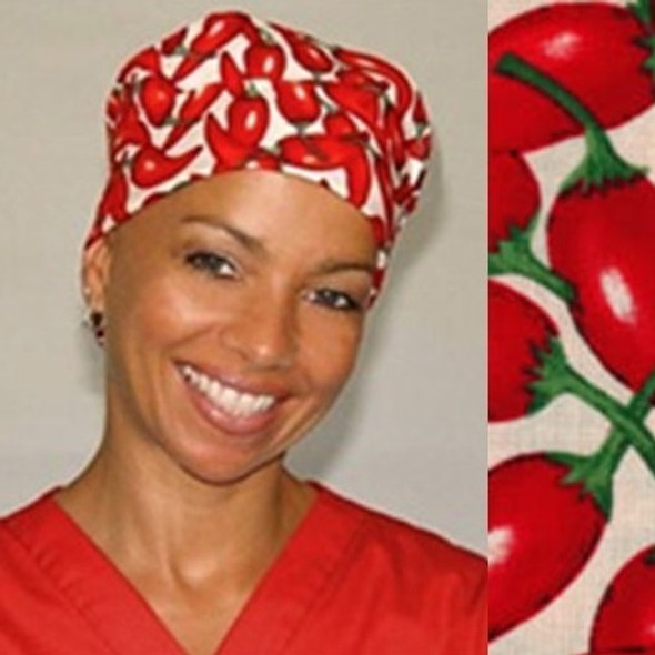 Green Scrubs - Modern Fit Super Tie Hat - Hot Peppers 1