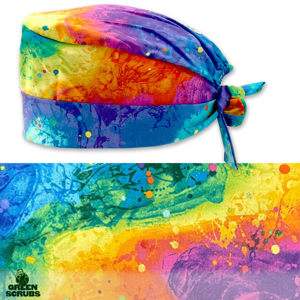 Green Scrubs - Modern Fit Super Tie Hat - Tie Dyed Tides