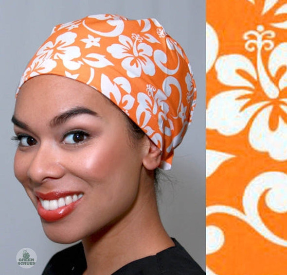 Green Scrubs - Modern Fit Super Tie Hat - Hibiscus Mango