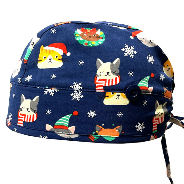 Maevn - Unisex Scrub Cap With Buttons - Merry Catsmas