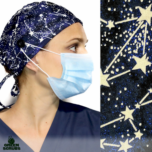 Green Scrubs - Skull Scrub Cap - Constellations