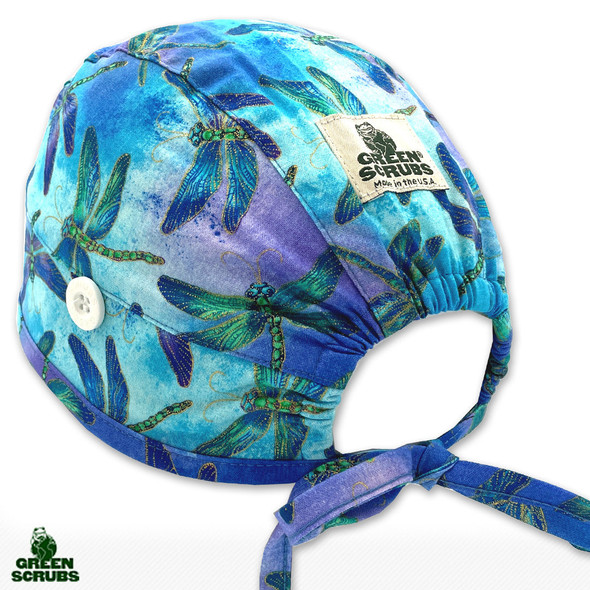 Green Scrubs - Skull Scrub Cap - Dragonflies