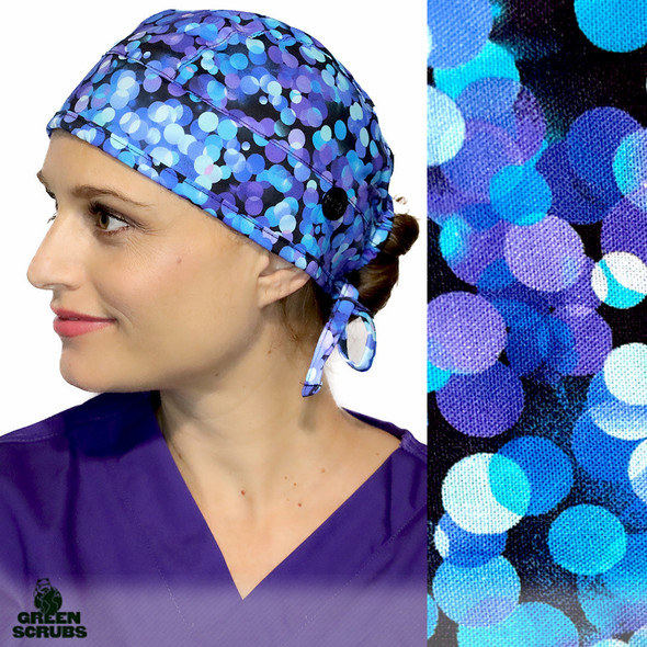 Green Scrubs - Skull Scrub Cap - Lotsa Dots Blue