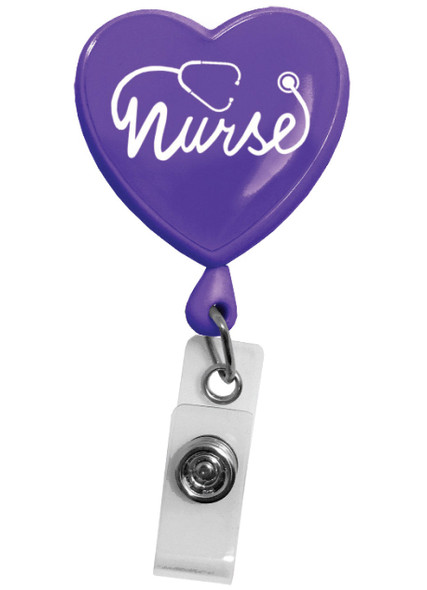 Prestige Medical S13 - Retracteze ID Holder - Nurse Heart Purple