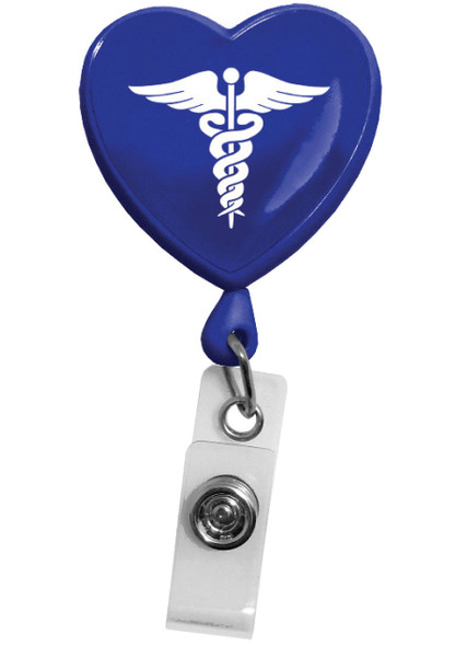 Prestige Medical S13 - Retracteze ID Holder - Caduceus Heart Navy