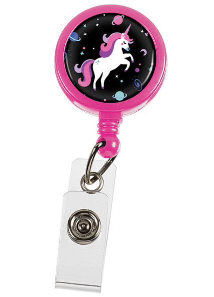 Prestige Medical S13 - Retracteze ID Holder - Unicorns Black Pink