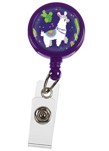 Prestige Medical S13 - Retracteze ID Holder - Llamas Purple On Purple