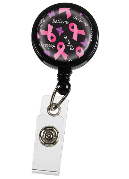 Prestige Medical S13 - Retracteze ID Holder - Pink Ribbons and Butterflies