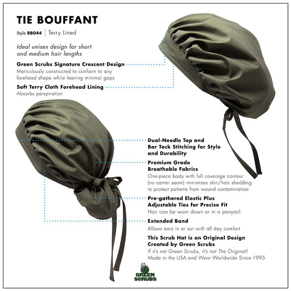 Green Scrubs - Tie Bouffant Scrub Hat - Peaceful Whirls