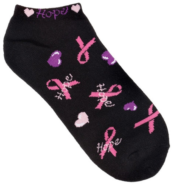 Prestige Medical 377 - Fashion Nurse Socks - Hope Ribbon Black
