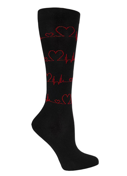 Prestige Medical 386 -  12" Premium Compression Socks - EKG with Hearts