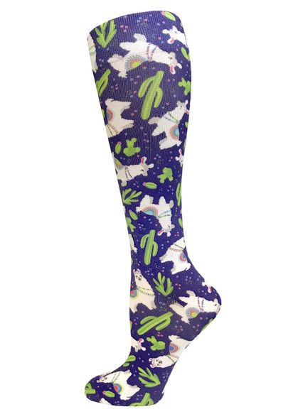 Prestige Medical 387 - 12" Soft Comfort Compression Socks - Llamas Purple