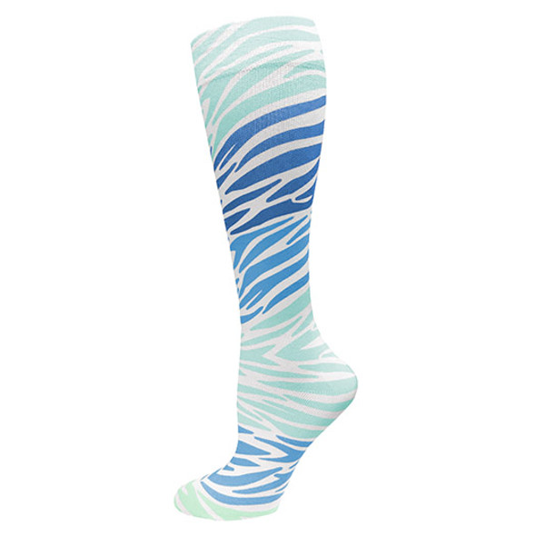 Prestige Medical 387 - 12" Soft Comfort Compression Socks - Zebra Blue